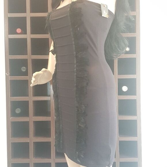 Women’s New One Shoulder Feather Mini Dress XS 4 - Picture 7 of 8